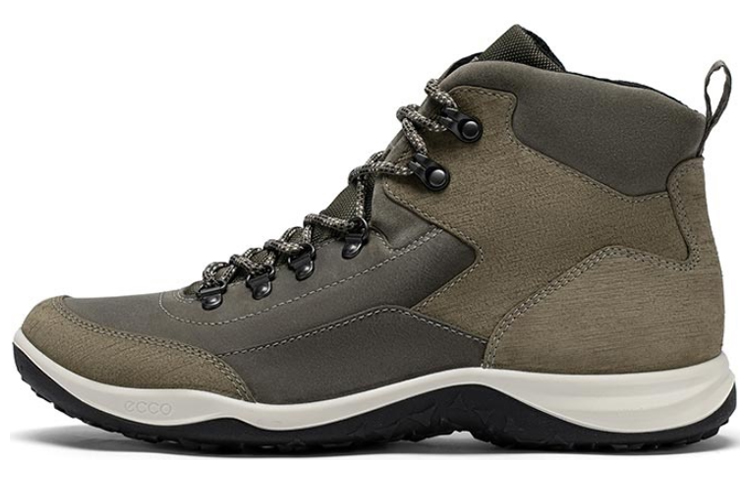 ECCO Leather Mid-Top Outdoor Casual 'Warm Grey' 83908460188