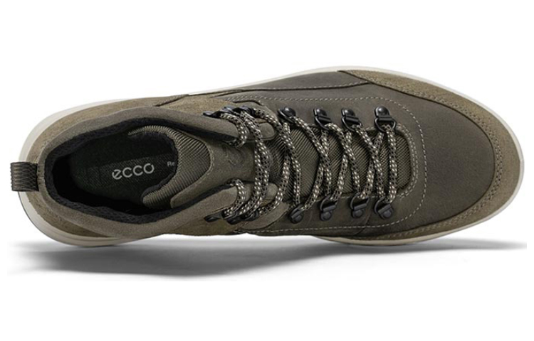 Shop ECCO Leather Mid-Top Outdoor Casual 'Warm Grey' 83908460188