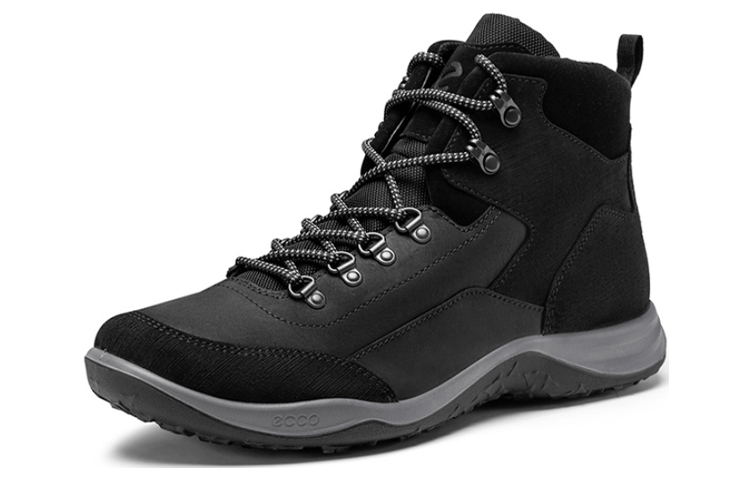 Order ECCO Leather Mid-Top Outdoor Casual Sneaker 'Warm Non-Slip Black' 83908451562