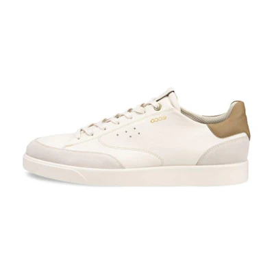 ECCO Leather Round-Toe Lace-Up Low-Top Sneakers 'White'