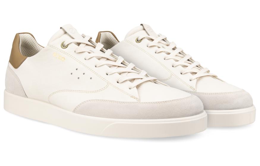 Lookbook ECCO Leather Round-Toe Lace-Up Low-Top Sneakers 'White' 52139460797