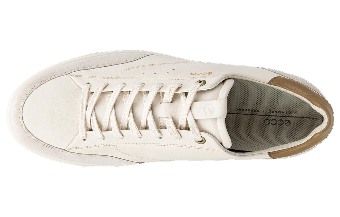Shop ECCO Leather Round-Toe Lace-Up Low-Top Sneakers 'White' 52139460797