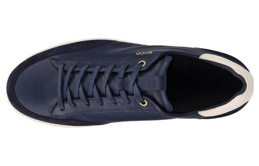ECCO Leather Round Toe Lace-Up Low Top 'Blue' 圖 3