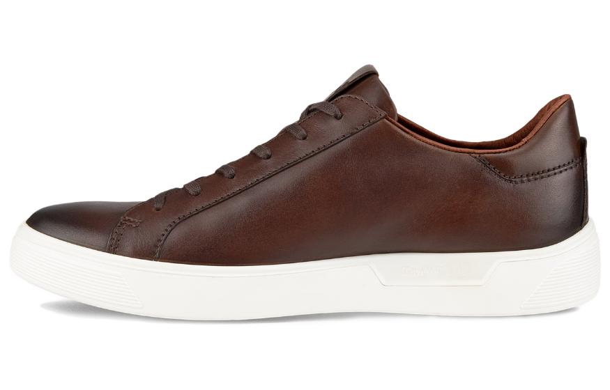ECCO Leather Round Toe Lace-up Low Top Sneaker 'Brown'