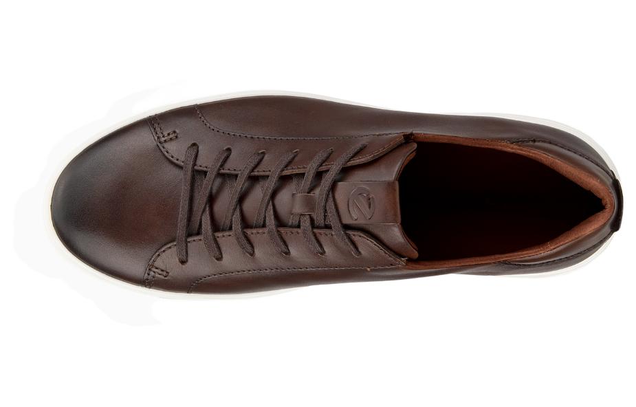 ECCO Leather Round Toe Lace-up Low Top Sneaker 'Brown' 圖 4