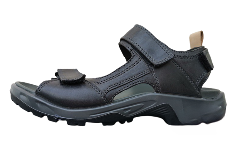 ECCO Leather Round Toe Open-Toe Beach Sandal 'Dark Brown' 82211451196