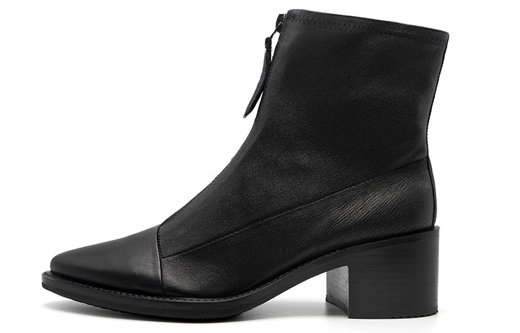 ECCO Model Sculpt Series Boots 'Black Zip Pointed Chunky Heel' 21233351052