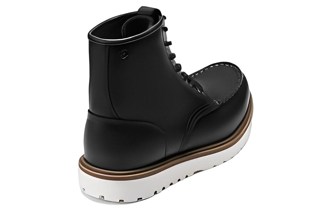 ECCO Soft Series Leather Round Toe Platform Warm Non-Slip Short Tube Martin Boots 'Black' 圖 4