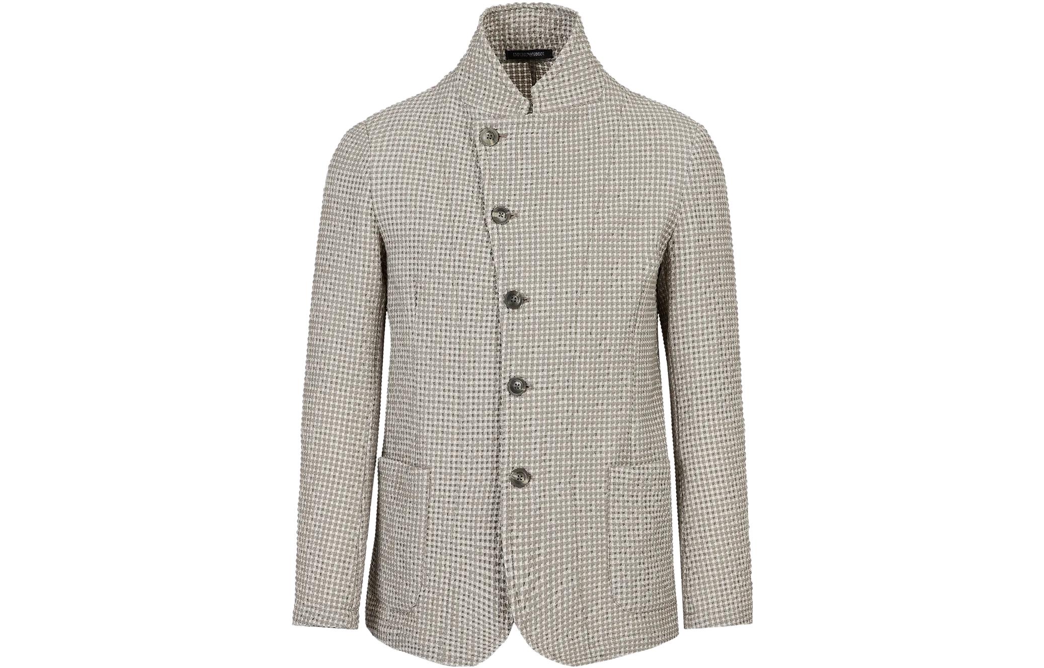 Emporio Armani 3D Houndstooth Stand Collar Jacket Gray D41G57-D1468-1618