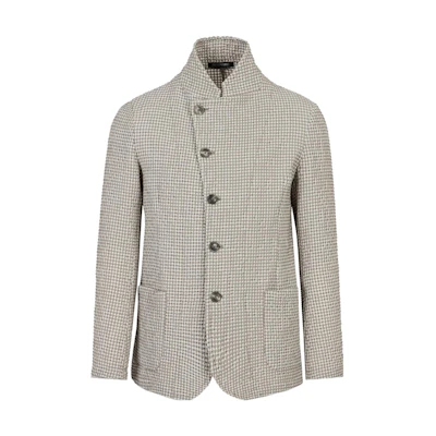 Emporio Armani 3D Houndstooth Stand Collar Jacket Gray D41G57-D1468-1618
