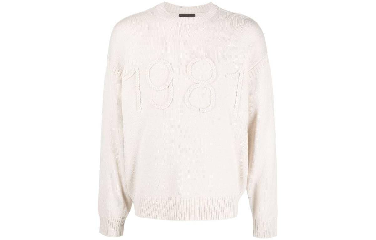 EMPORIO ARMANI  Beige Digital Pattern Crewneck Knit Sweater. 6R1MXP-1MMAZ-0304