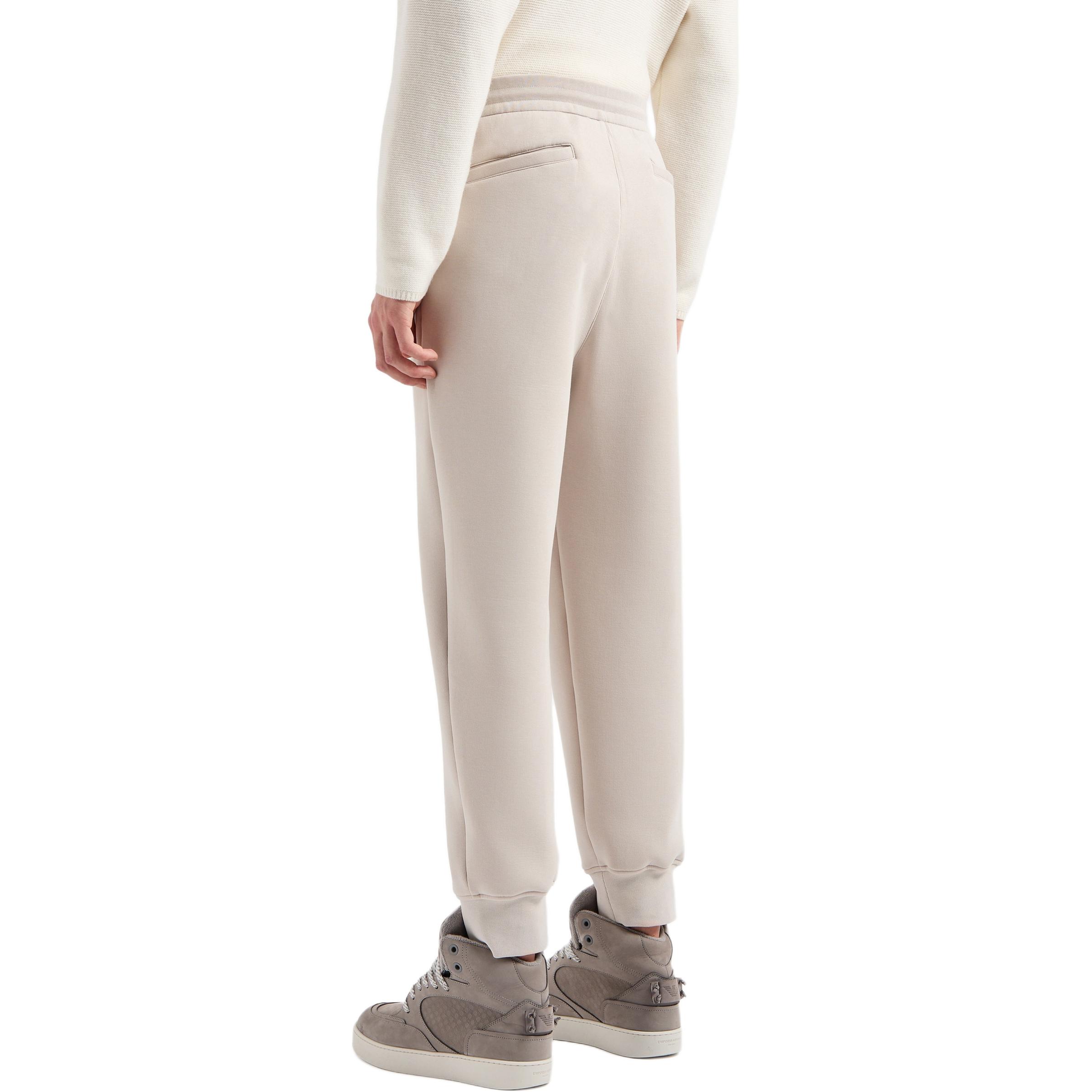 Shop Emporio Armani  Beige Elastic Waist Knit Jogger Sweatpants 6D1PL7-1JOTZ-06G2