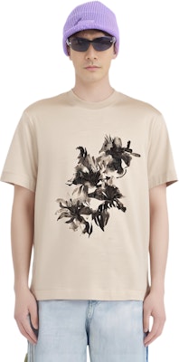 エンポリオアルマーニ ベージュ 花刺繍 クルーネック Tシャツ EM001024AF10017U1098 Shop エンポリオアルマーニ ベージュ 花刺繍 クルーネック Tシャツ EM001024AF10017U1098
