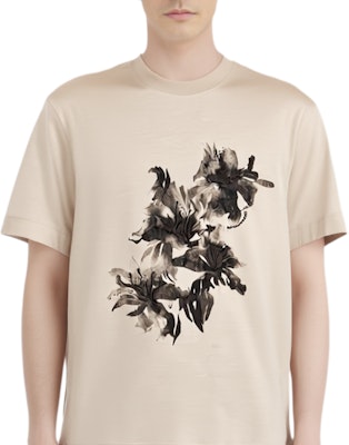 エンポリオアルマーニ ベージュ 花刺繍 クルーネック Tシャツ EM001024AF10017U1098 Details for エンポリオアルマーニ ベージュ 花刺繍 クルーネック Tシャツ EM001024AF10017U1098