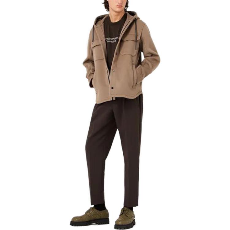 EMPORIO ARMANI  Beige Hooded Jacket with Chest Pocket and Button Closure. 6R1B94-1NMYZ-0144 圖 5