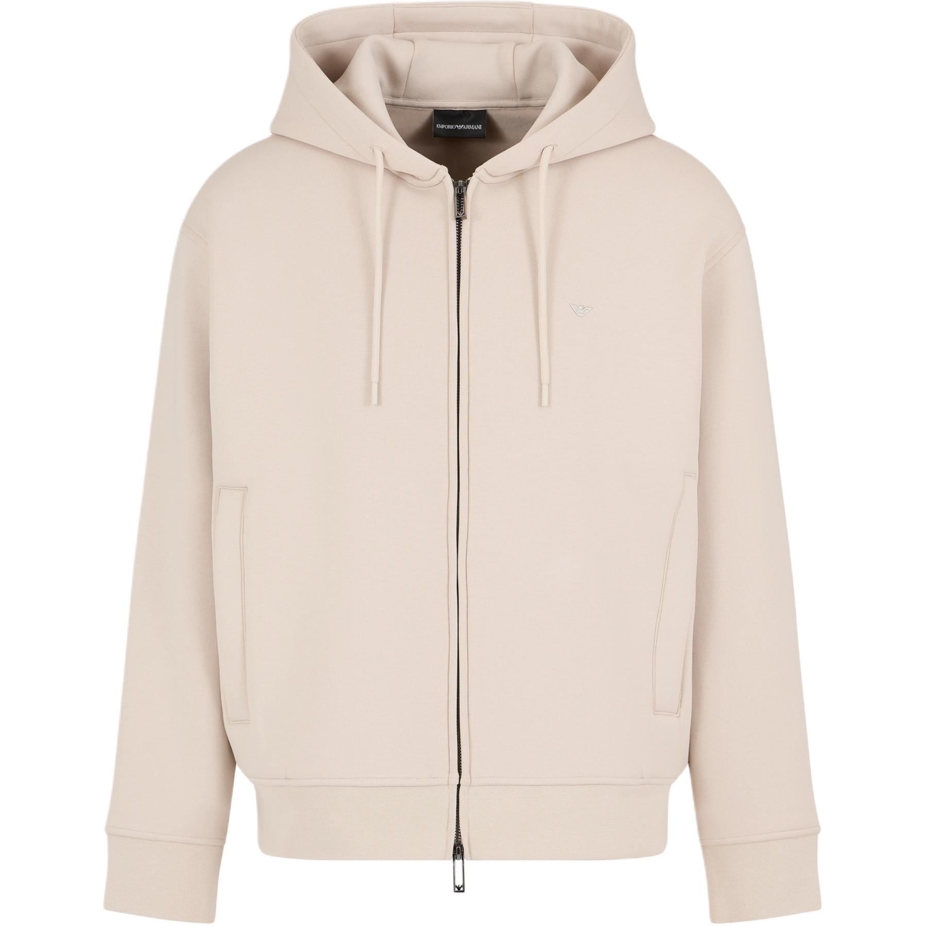 Emporio Armani  Beige Hooded Jacket with Eagle Embroidery. 6D1M90-1JOTZ-06G2