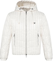 EMPORIO ARMANI Beige Logo Embroidered Zip-Up Hooded Down Jacket 6R1B79-1NKZZ-0128 EMPORIO ARMANI Beige Logo Embroidered Zip-Up Hooded Down Jacket 6R1B79-1NKZZ-0128