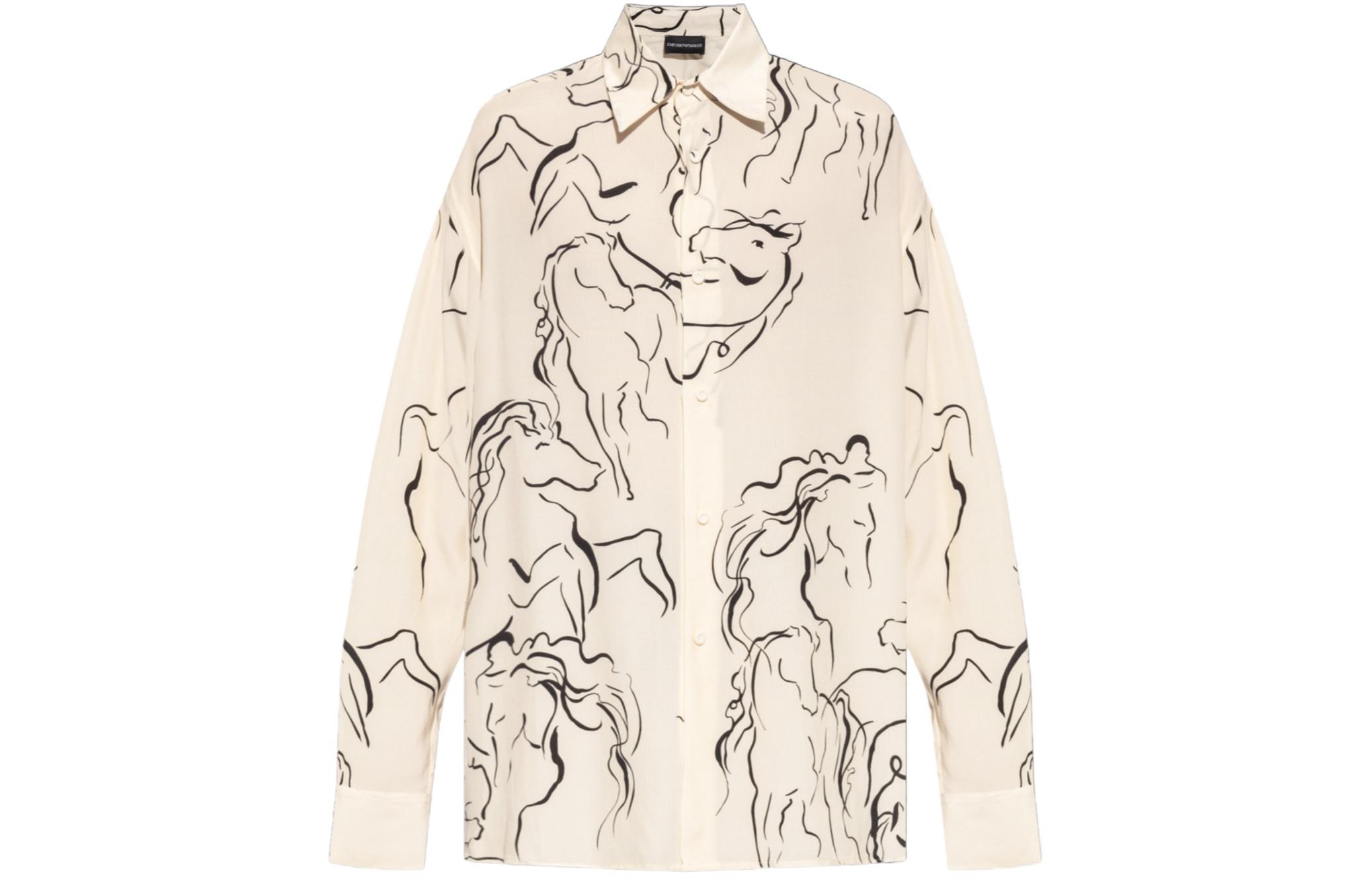 Emporio Armani  Beige Print Long Sleeve Fashion Shirt E31F27F1022191