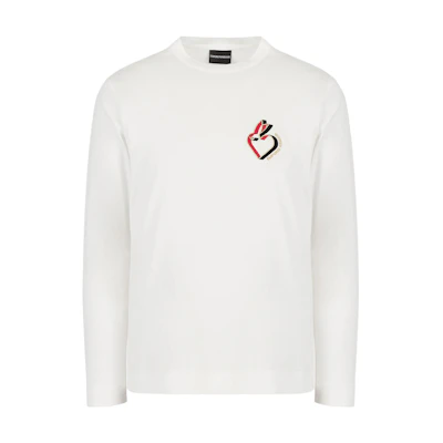 Emporio Armani Beige Rabbit Embroidered Crewneck Sweater. 3R1TBI1-JUVZ1-0101