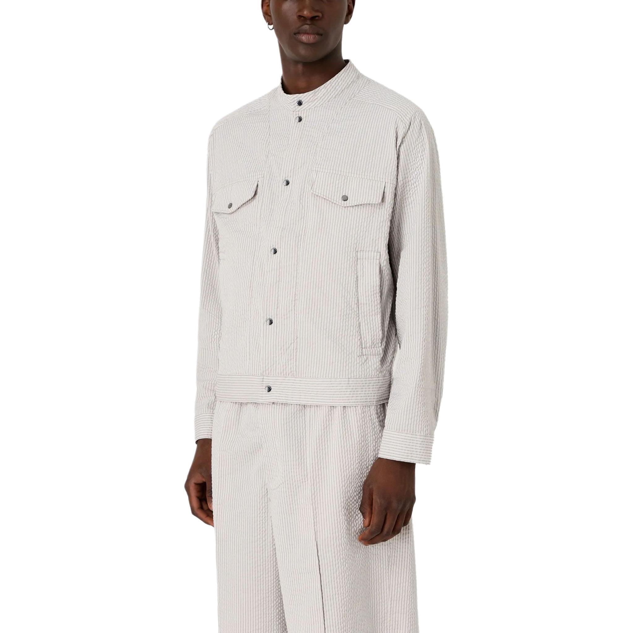 Emporio Armani  Beige Striped Single-Breasted Casual Jacket SS24. 3D1BL6-1NPIZ-F620 圖 5