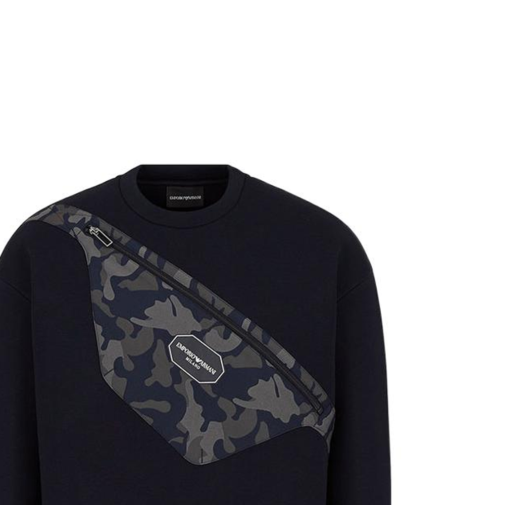 Sizing エンポリオ アルマーニ ブラック 迷彩柄 クルーネック スウェットシャツ 6K1M90-1JUWZ1-0920