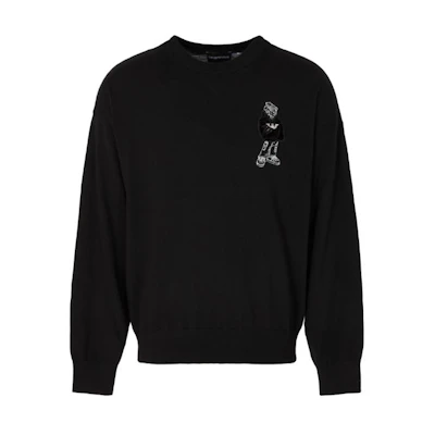 Emporio Armani Black Cartoon Graphic Knit Sweater. 6R1MXN-1MNIZ-0999