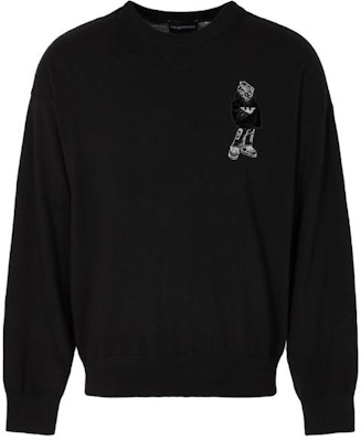 Emporio Armani Black Cartoon Graphic Knit Sweater. 6R1MXN-1MNIZ-0999 Order Emporio Armani Black Cartoon Graphic Knit Sweater. 6R1MXN-1MNIZ-0999