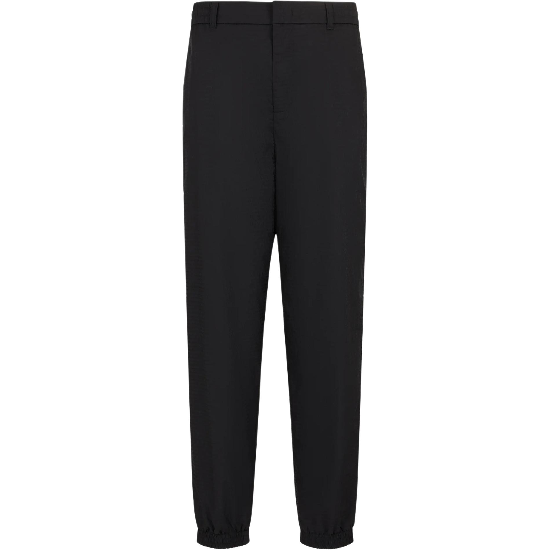 Emporio Armani  Black Casual Pants with Logo Jacquard and Zip Pocket 6D1PA5-1NNXZ-0999