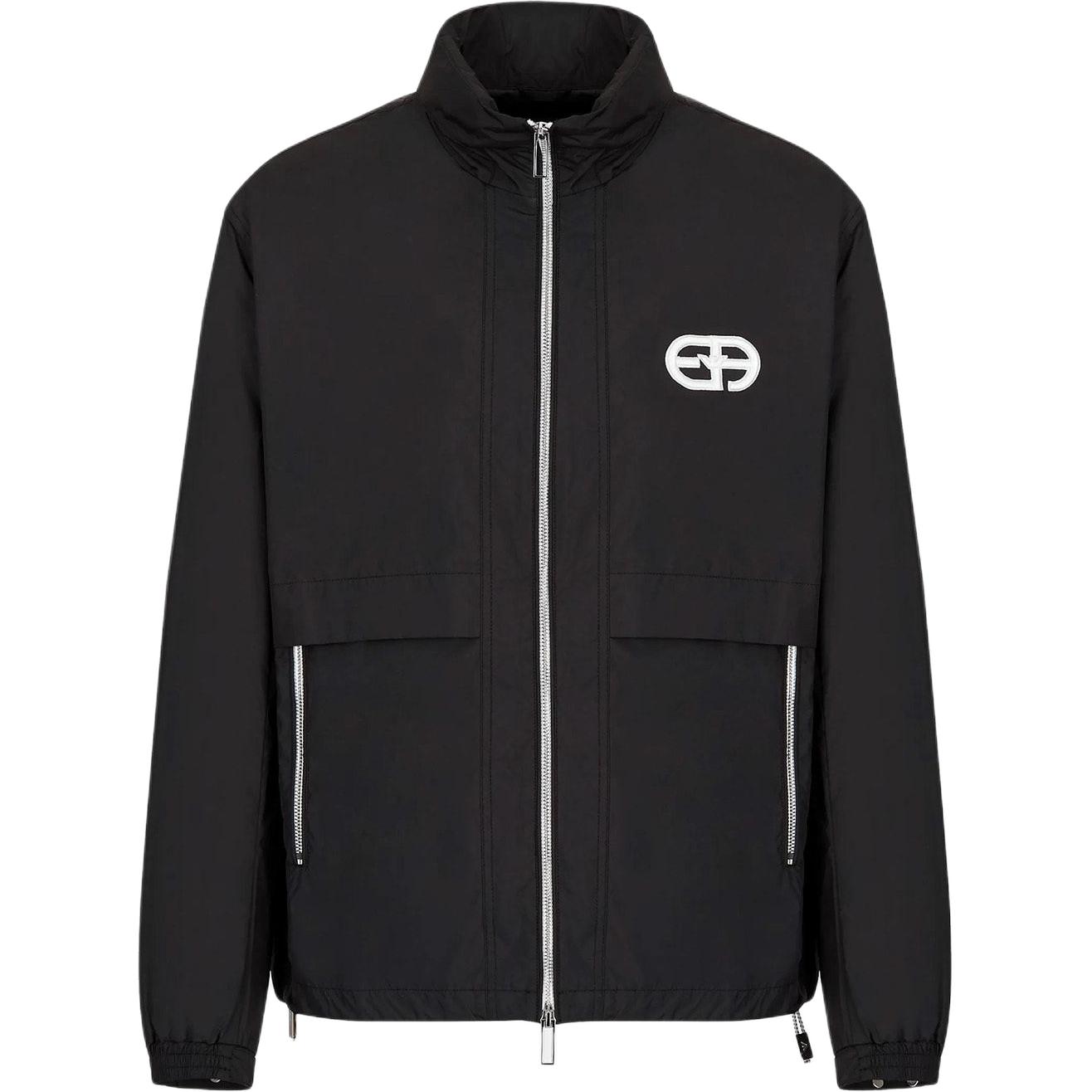 Emporio Armani  Black Color-Block Logo Embroidered Zip-Up Jacket. 3L1BA1-1NCGZ-0999