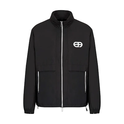 Emporio Armani Black Color-Block Logo Embroidered Zip-Up Jacket. 3L1BA1-1NCGZ-0999