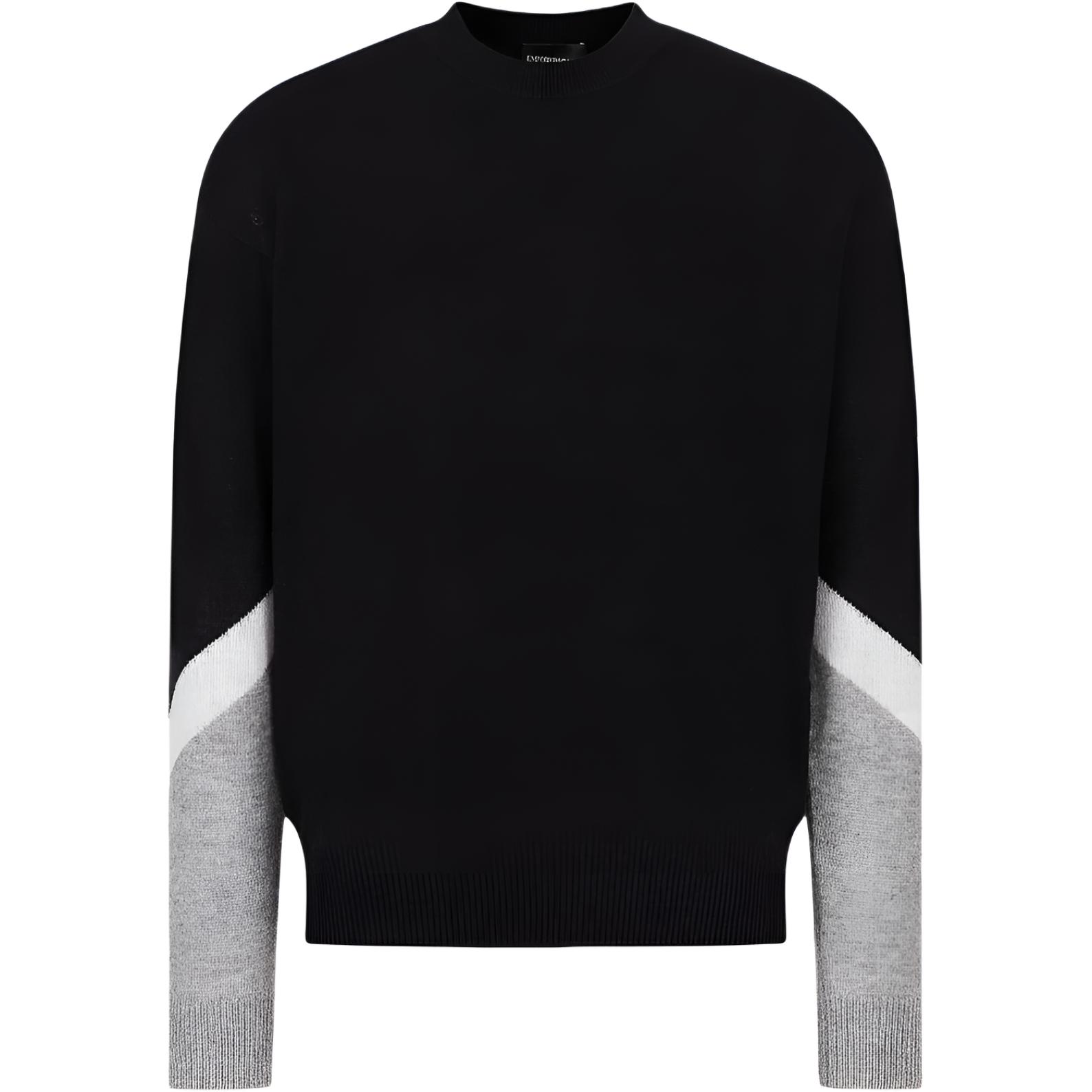 Emporio Armani  Black Contrast Crewneck Cashmere Sweater 3R1MX6-1MDTZ-0920