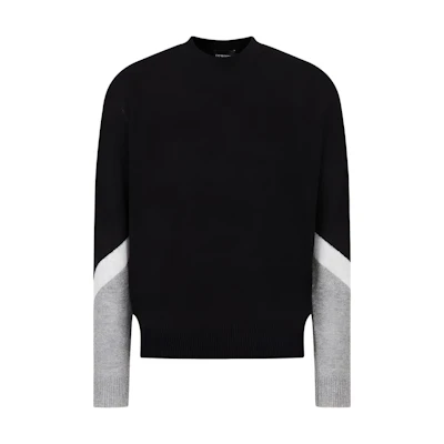 Emporio Armani Black Contrast Crewneck Cashmere Sweater 3R1MX6-1MDTZ-0920
