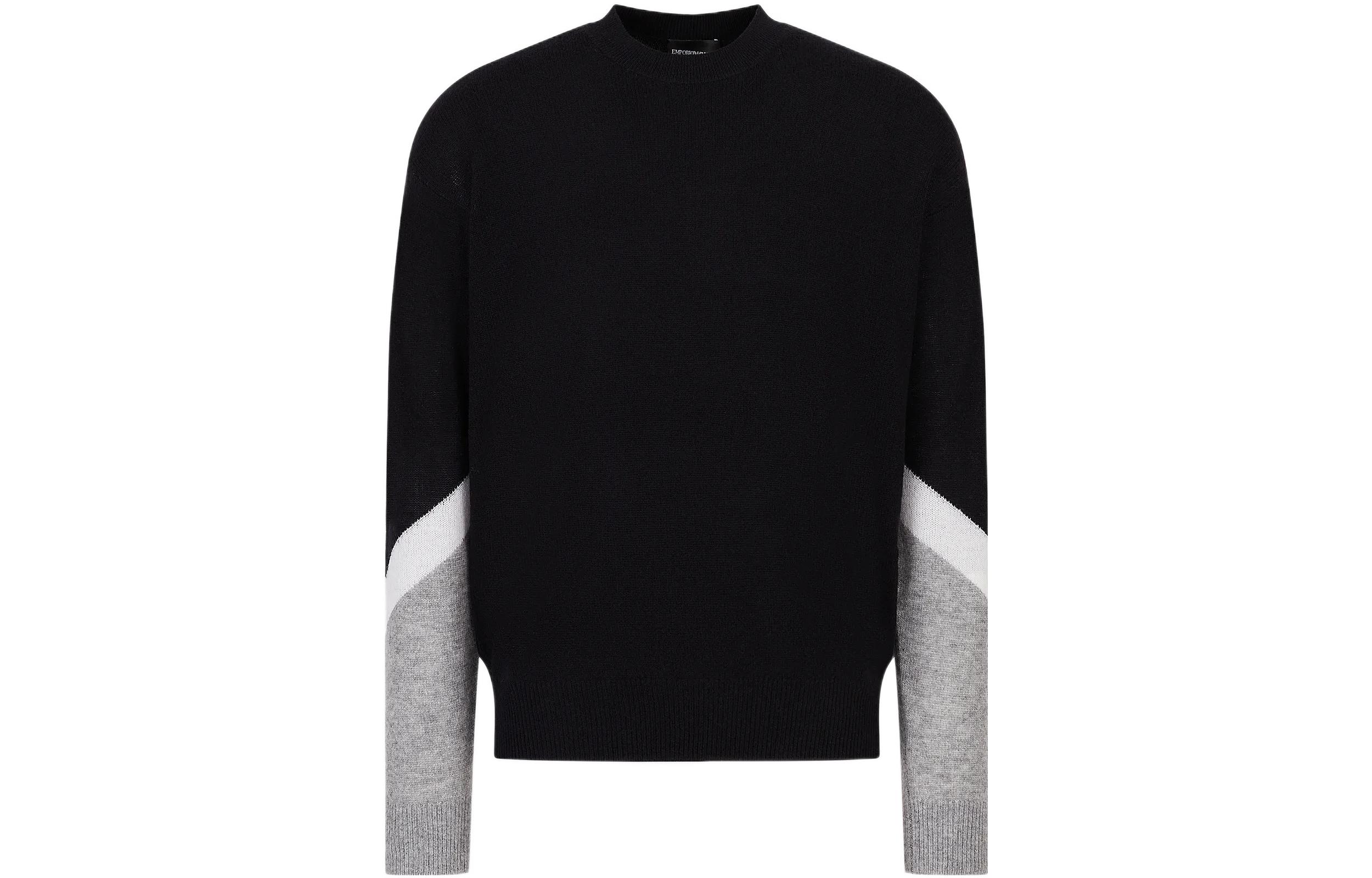 Order Suéter de Cashmere Negro Contrastado Emporio Armani para Hombre. 3R1MX6-1MDTZ-0920