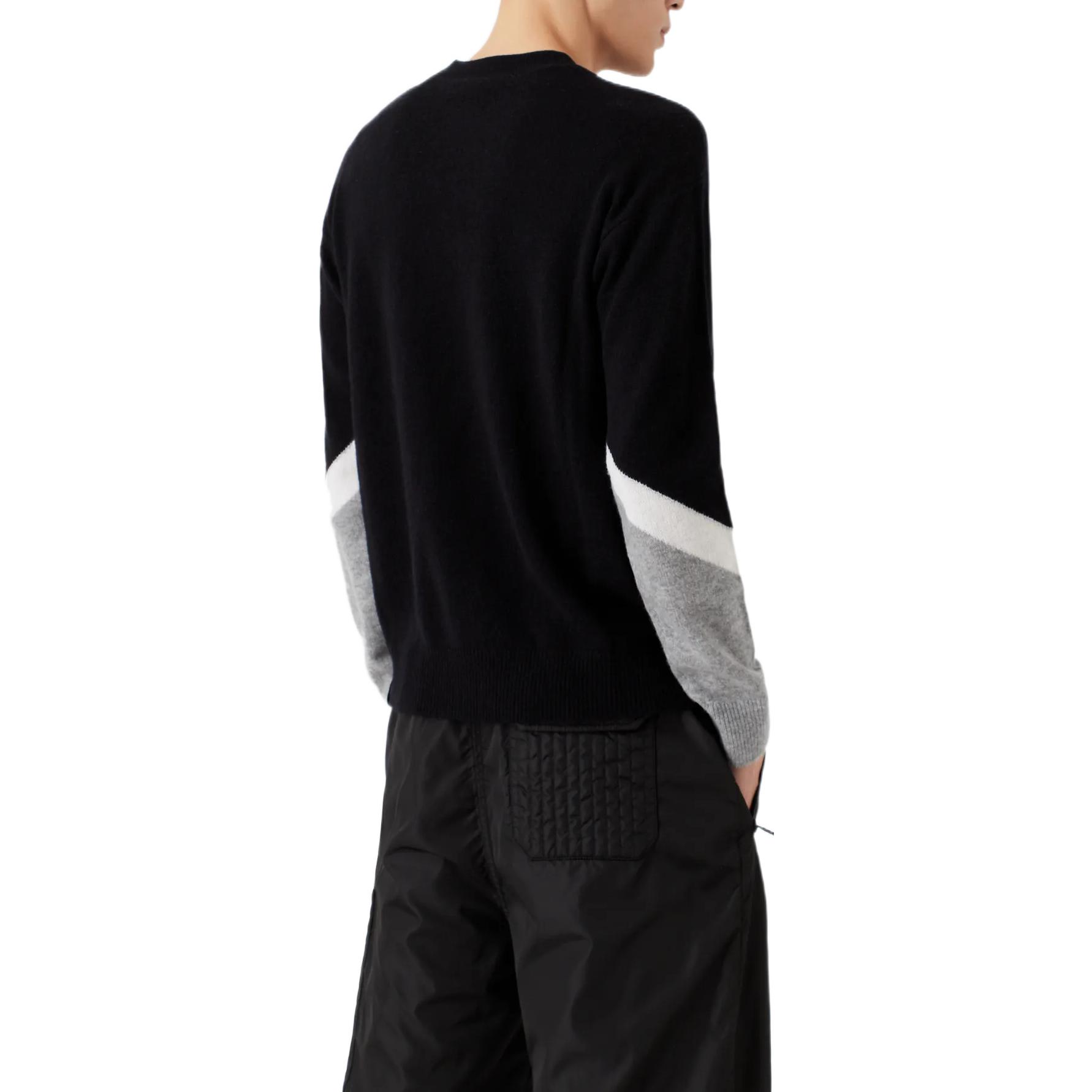 Shop Suéter de Cashmere Negro Contrastado Emporio Armani para Hombre. 3R1MX6-1MDTZ-0920