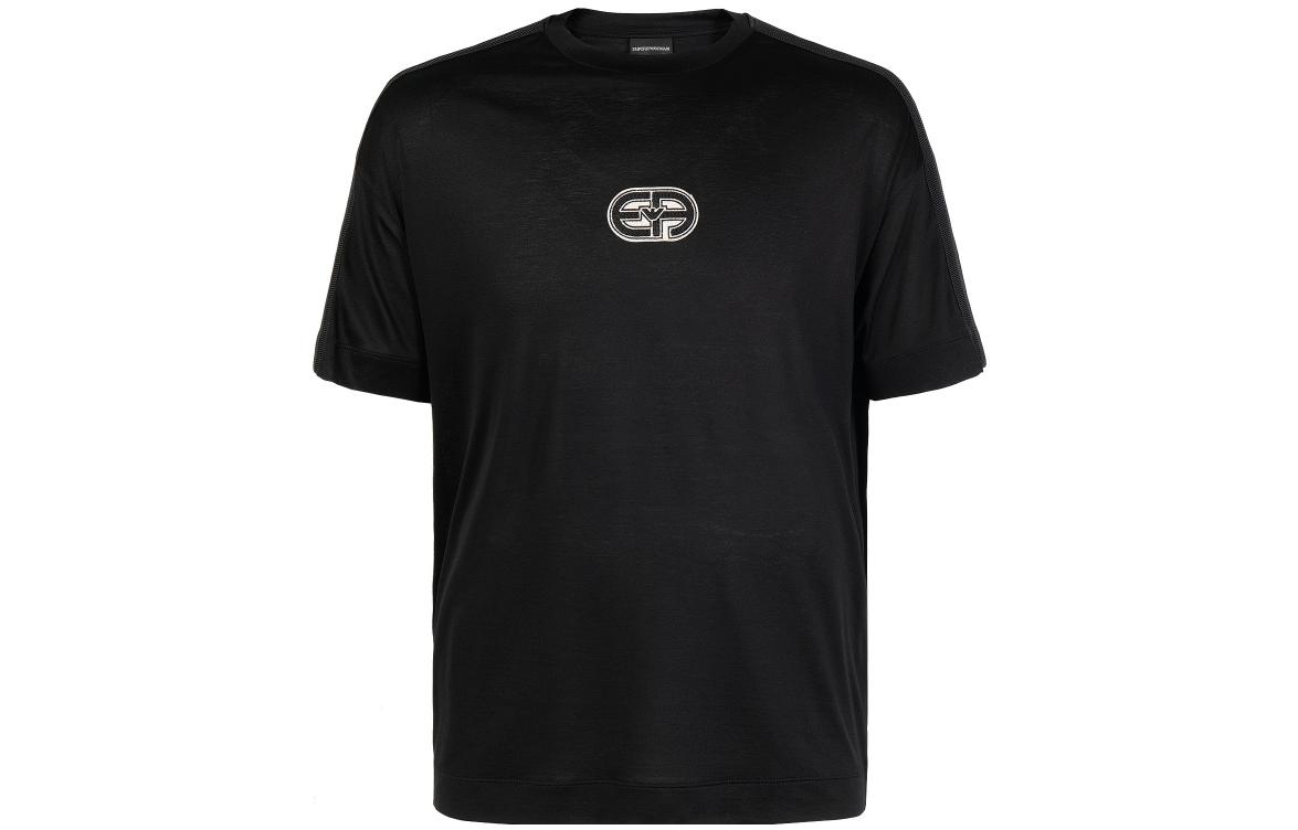 Emporio Armani  Black Crew Neck Graphic Print Slim Fit T-Shirt. 3R1TT6-1JUVZ-0999