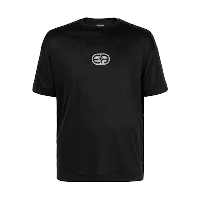 Emporio Armani Black Crew Neck Graphic Print Slim Fit T-Shirt. 3R1TT6-1JUVZ-0999