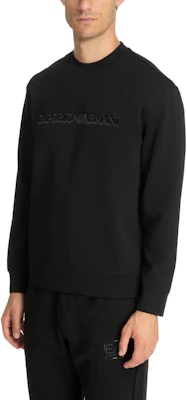 Emporio Armani Black Crewneck Lettered Long Sleeve Sweater. 6R1MG7-1JHSZ-00B0 Details for Emporio Armani Black Crewneck Lettered Long Sleeve Sweater. 6R1MG7-1JHSZ-00B0