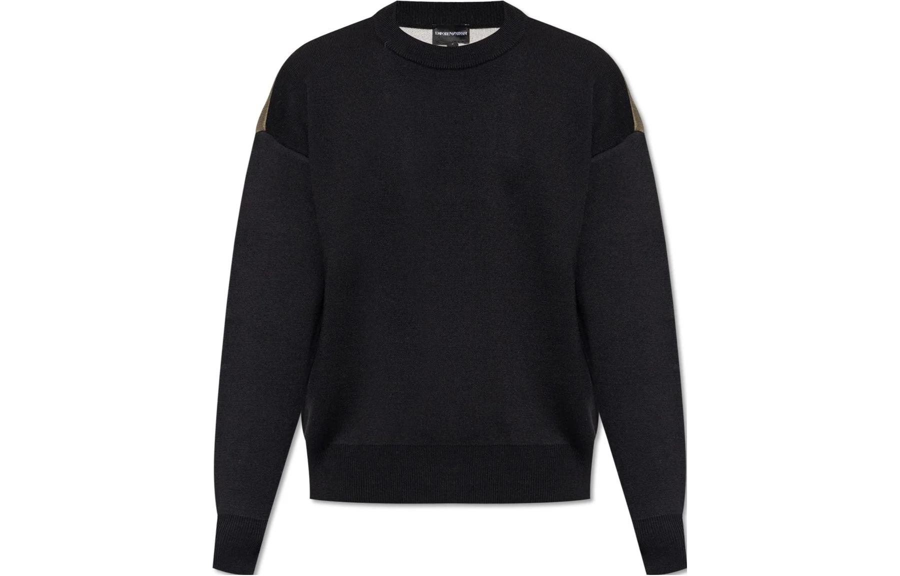 Emporio Armani  Black Crewneck Slim Fit Long Sleeve Sweater. 6R1MV4-1M04Z-0999