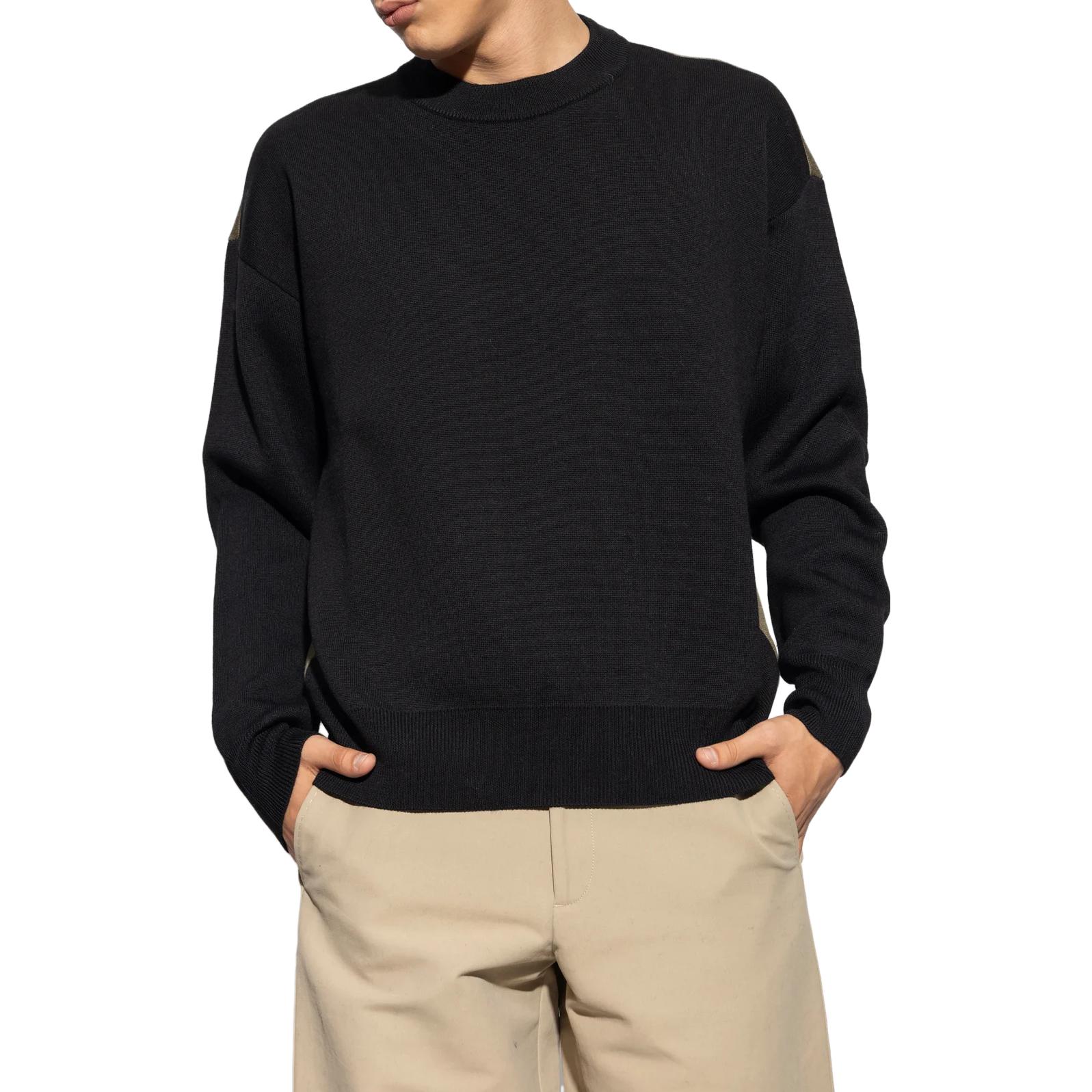 Shop 安普里奥·阿玛尼 黑色修身圆领长袖毛衣 6R1MV4-1M04Z-0999