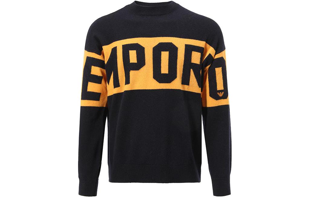 Emporio Armani  Black Crewneck Sweater with Letter Stripes. 3L1MT2-1MD1Z-0920 圖 2