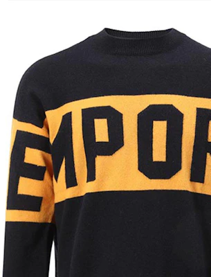 Emporio Armani Black Crewneck Sweater with Letter Stripes. 3L1MT2-1MD1Z-0920 Details for Emporio Armani Black Crewneck Sweater with Letter Stripes. 3L1MT2-1MD1Z-0920