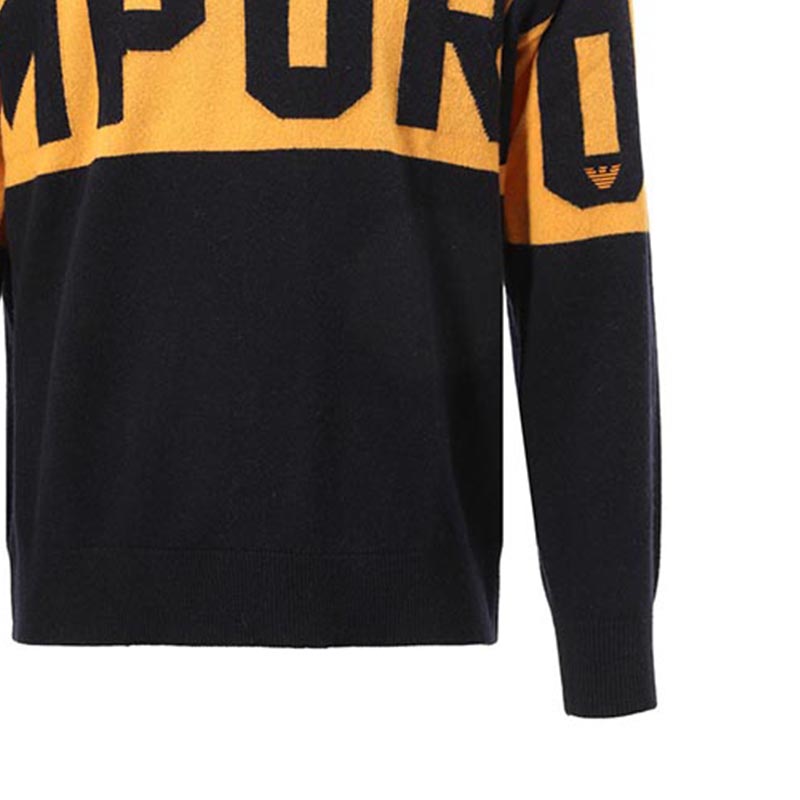 Emporio Armani  Black Crewneck Sweater with Letter Stripes. 3L1MT2-1MD1Z-0920 圖 7