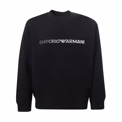 Emporio Armani Black Crewneck Sweatshirt with Letter Print. 3D1M70-1JHSZ-0057
