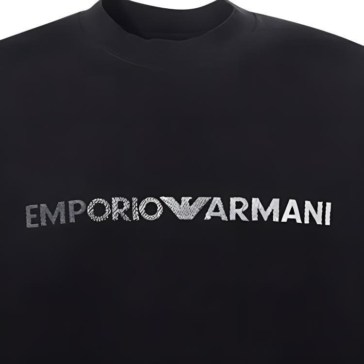 Shop Emporio Armani  Black Crewneck Sweatshirt with Letter Print. 3D1M70-1JHSZ-0057