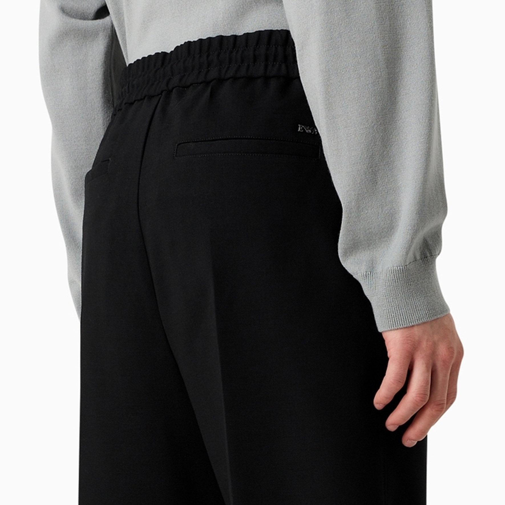 Cheap Emporio Armani 黑色抽绳直筒休闲裤 SS24. 3D1PN4-1NFVZ-0999