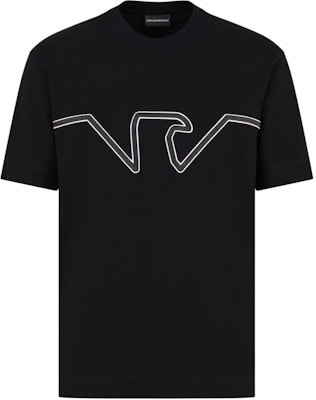 EMPORIO ARMANI Black Eagle Logo Embroidered Crew Neck T-Shirt 6D1TQ9-1JWZZ-0039 Buy EMPORIO ARMANI Black Eagle Logo Embroidered Crew Neck T-Shirt 6D1TQ9-1JWZZ-0039