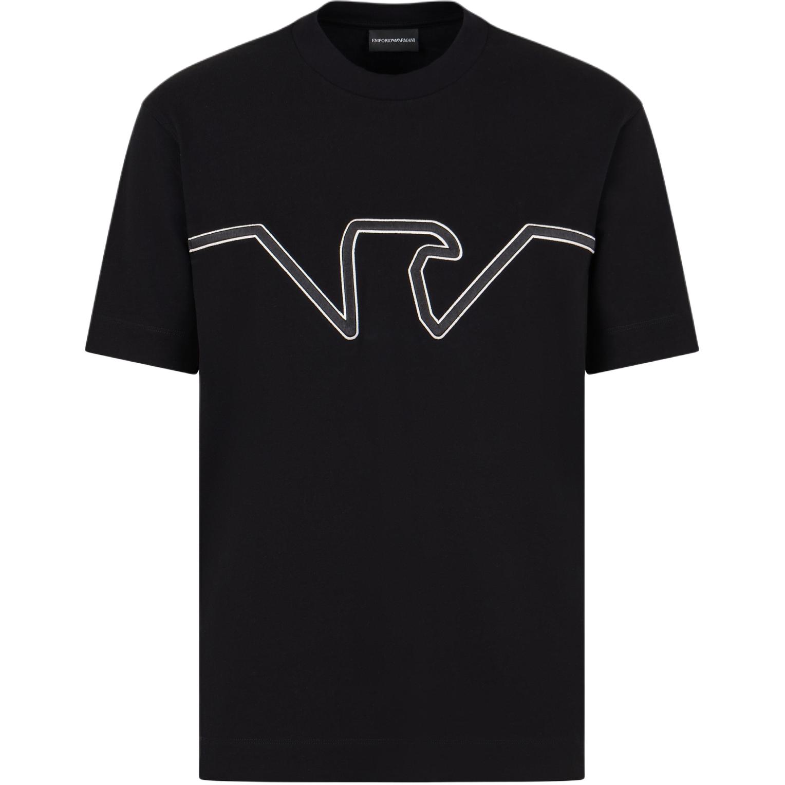 Order EMPORIO ARMANI  Black Eagle Logo Embroidered Crew Neck T-Shirt 6D1TQ9-1JWZZ-0039