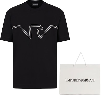 EMPORIO ARMANI Black Eagle Logo Embroidered Crew Neck T-Shirt 6D1TQ9-1JWZZ-0039 Lookbook EMPORIO ARMANI Black Eagle Logo Embroidered Crew Neck T-Shirt 6D1TQ9-1JWZZ-0039