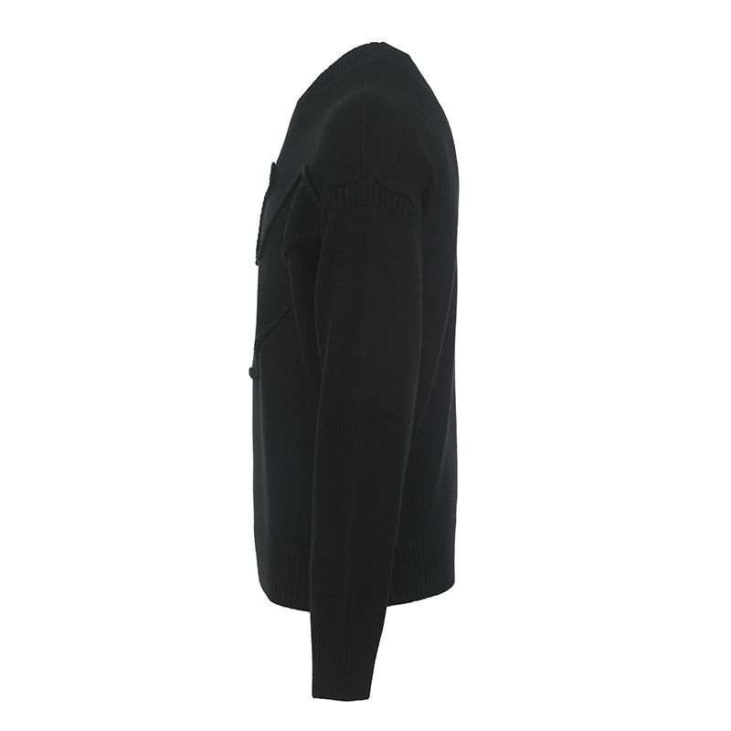 Shop EMPORIO ARMANI  Black Eagle Pattern Knit Crewneck Sweater 6R1MXP-1MMAZ-F087