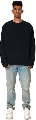 EMPORIO ARMANI Black Eagle Pattern Knit Crewneck Sweater 6R1MXP-1MMAZ-F087 Purchase EMPORIO ARMANI Black Eagle Pattern Knit Crewneck Sweater 6R1MXP-1MMAZ-F087